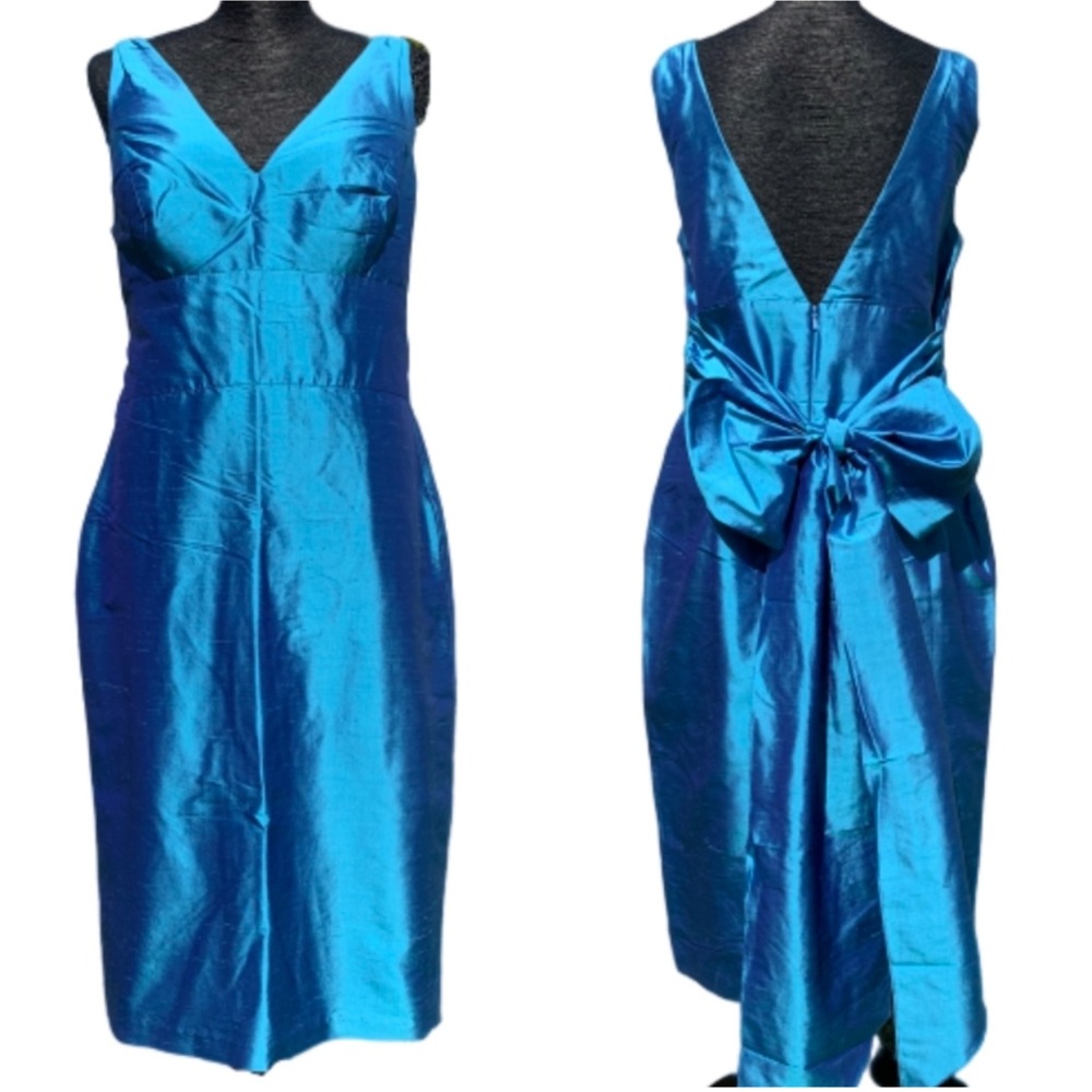 Jenny Yoo Cadie Shatung silk v-neck sash dress